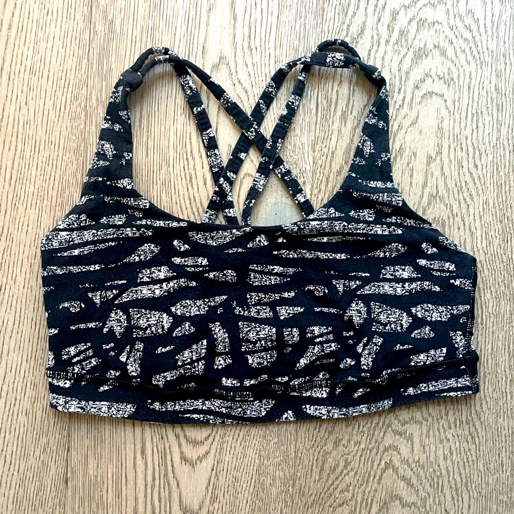 Lululemon Energy Bra | Mini Graf Black White | Size 8